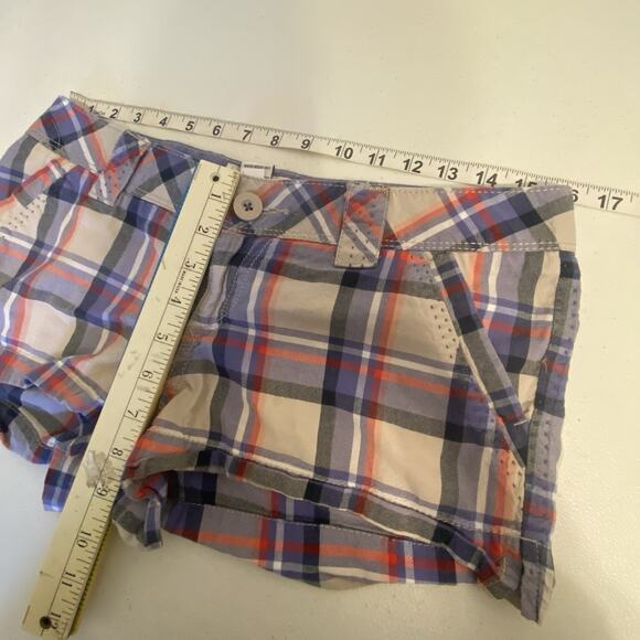 Y2K So Women Jrs 9 Plaid Bootie Shorts Micro Mini LowRise Multicolor Cotton - Picture 2 of 8